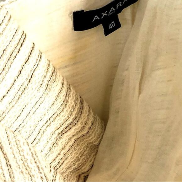 Axara Paris Linen Blend Faux Wrap Mini Cocktail Dress Size8 EU40 Metallic Thread - Picture 12 of 14